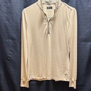Eddie Bauer Light Cream Quarter-Zip Long Sleeve Top